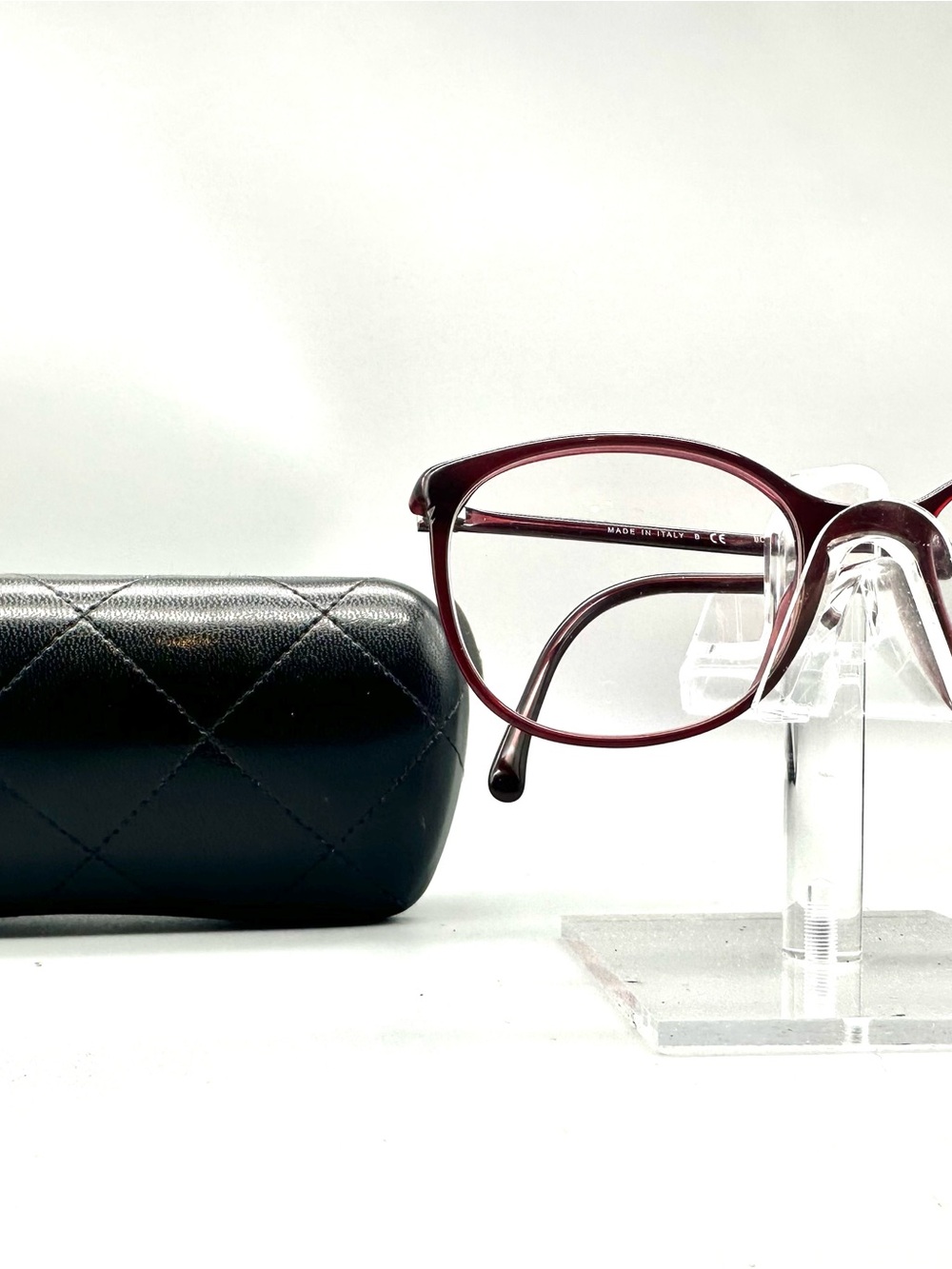 Chanel 3282 Burgundy Wine Oval Eyeglasses Frames CC Logo Italy 52-18-140 w Case